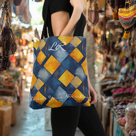 Bolsa Tot Grande Amarilla y Azul con Diamantes Ele