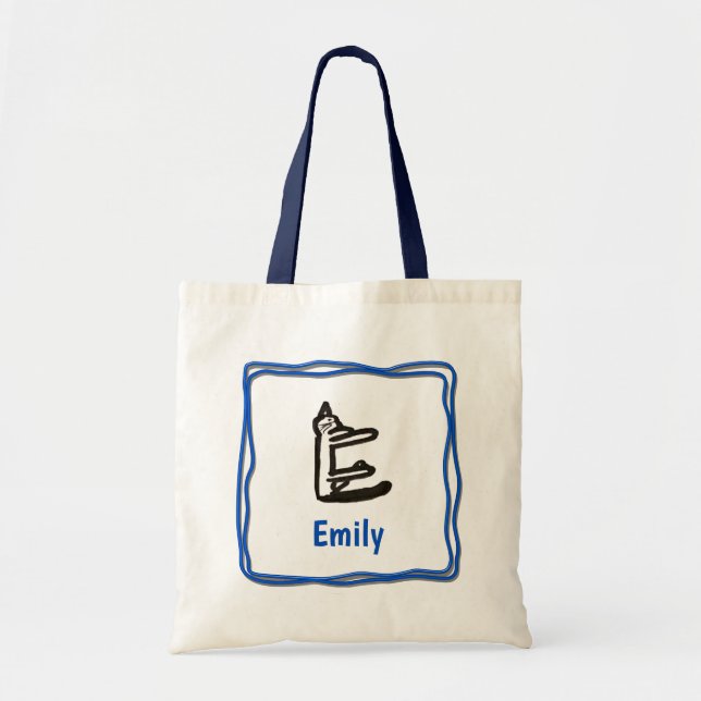 Bolsa tota - Letra Cat E con nombre en el marco (Frente)