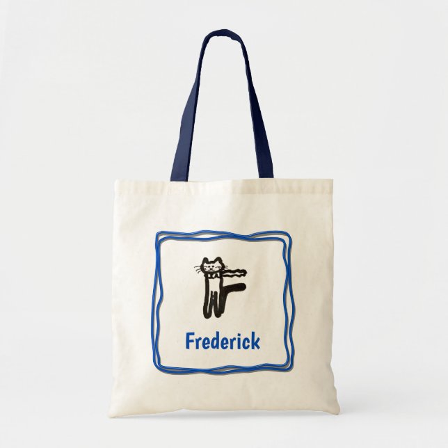 Bolsa tota - Letra Cat F con nombre en el marco (Frente)