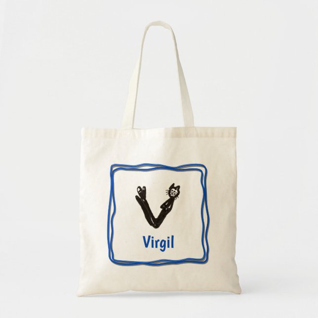 Bolsa tota - Letra Cat V con nombre en el marco (Frente)
