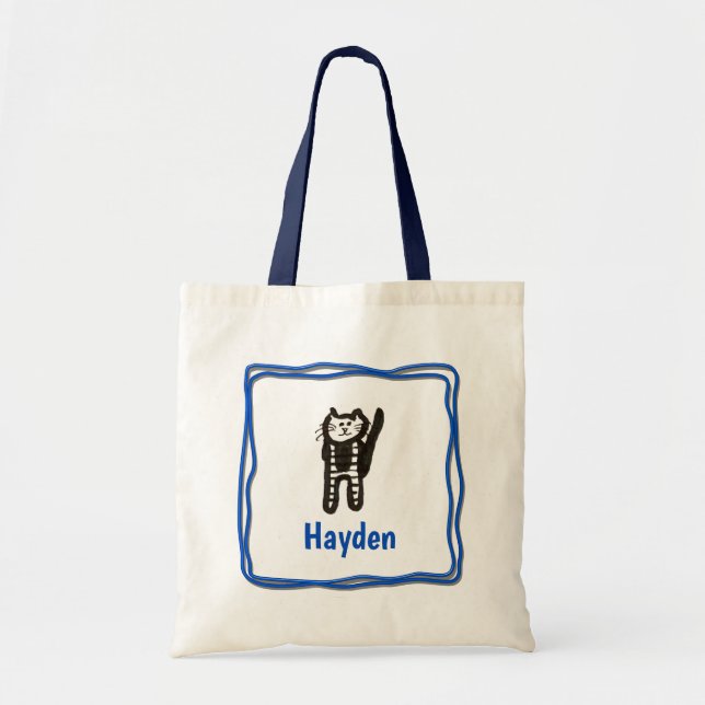 Bolsa tota - Letra de gato H con nombre en el marc (Frente)