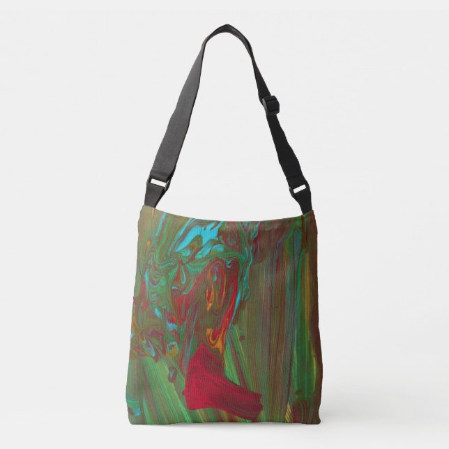 Bolsa Tote Abstracta De Trapos A Ricas 1 Rojo Verd (Anverso)