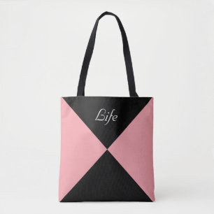Bolsa tote abstracta de triángulo de color rosa co