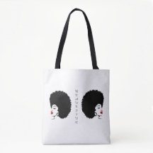 Bolsa tote Afro con labios rojos hermosos