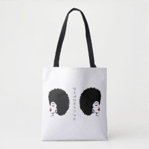 Bolsa tote Afro con labios rojos hermosos
