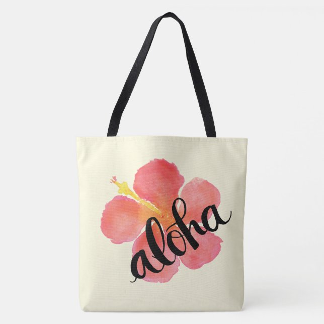Bolsa Tote Aloha de Hibisco Rojo (Anverso)