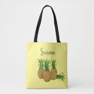 Bolsa tote amarilla de piña tropical