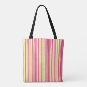 Bolsa Tote, Amarilla y Raya Vertical Rosa