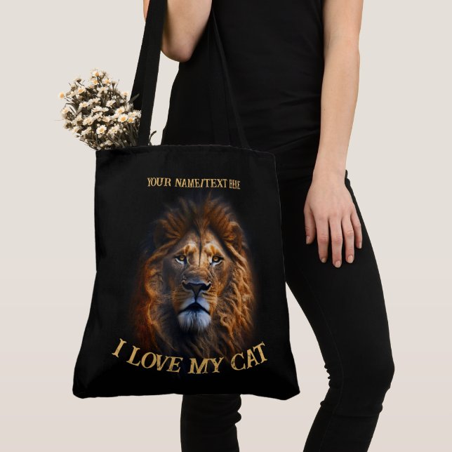 Bolsa Tote "Amo a mi gato" Personalizado Texto per (Detalle)