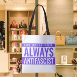 Bolsa tote antifascista de siempre - azul Texto ne