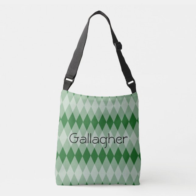 Bolsa Tote (ao) - Patrón Argyle con nombre (Anverso)