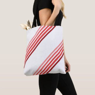 Bolsa tote (ao) - Tonos de rayas diagonales rojas