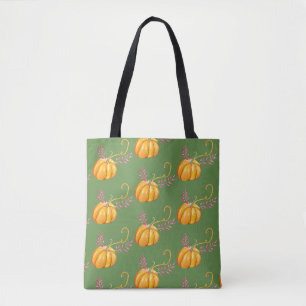 Bolsa Tote Arte de Calabaza Linterna Amarilla y Na