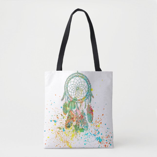 Bolsa tote atrapasueños con salpicaduras (Anverso)