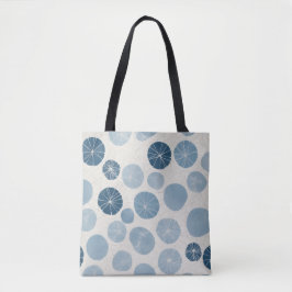Bolsa tote azul polvoriento con patrón de puntos o