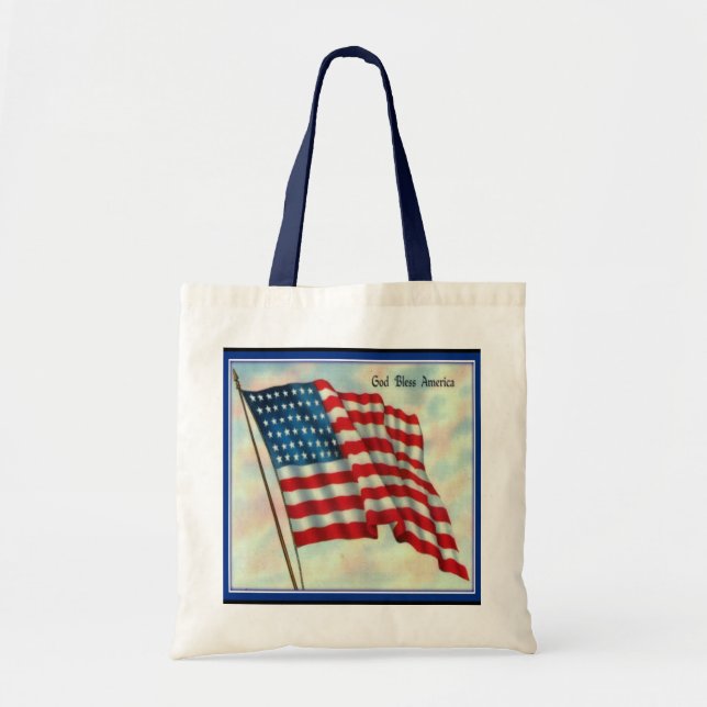 Bolsa Tote Bag con canvas de la bandera estadounid (Frente)