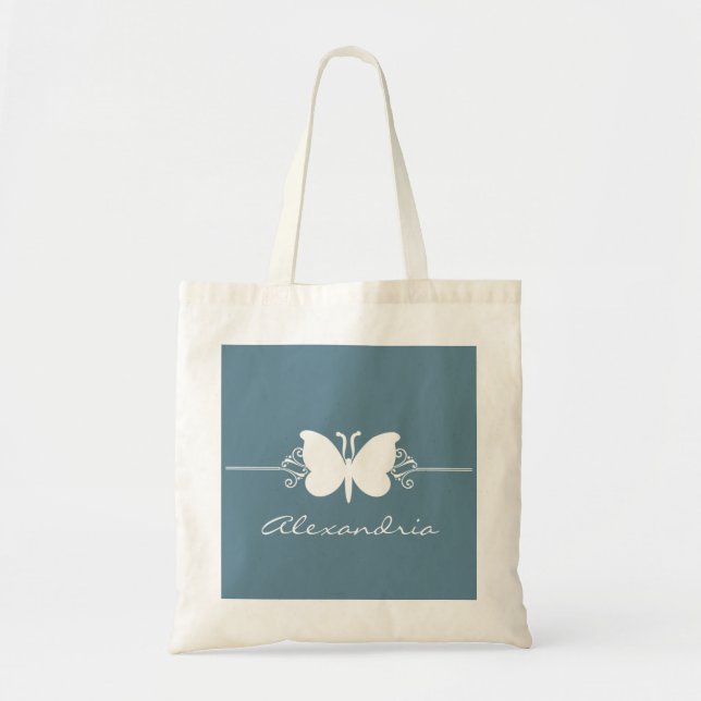 Bolsa Tote Bag con mariposa azul desvanecida (Frente)