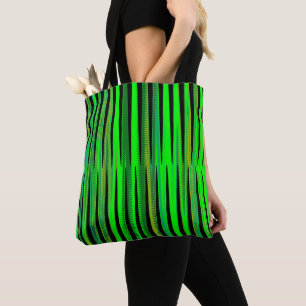 Bolsa Tote Bag Green Stripe Pattern Shopping Bag