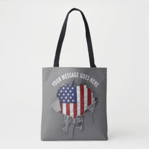 Bolsa Tote Bandera Americana Deshilachada, Rota y