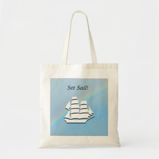 Bolsa tote - barco alto con arco de arcoiris