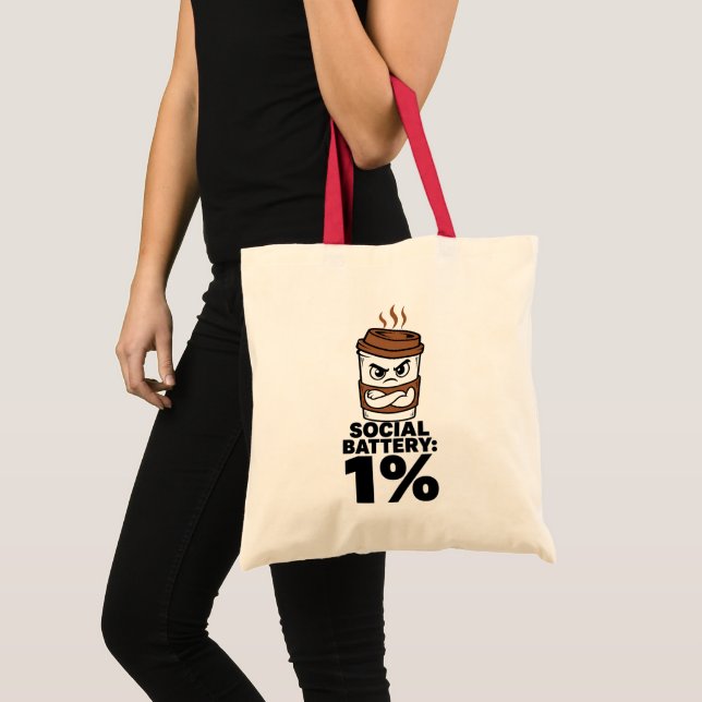 Bolsa Tote Batería Social 1% Funny Introvertido (Anverso (producto))