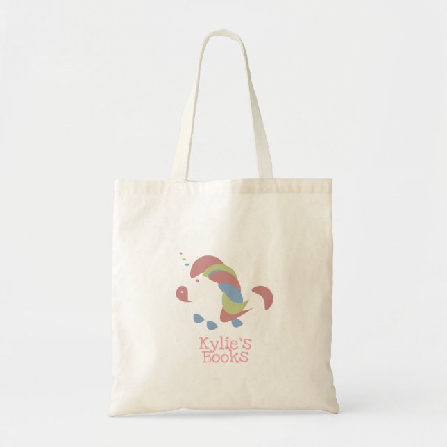 Bolsa Tote Biblioteca Colorida Unicornio Infantil (Frente)