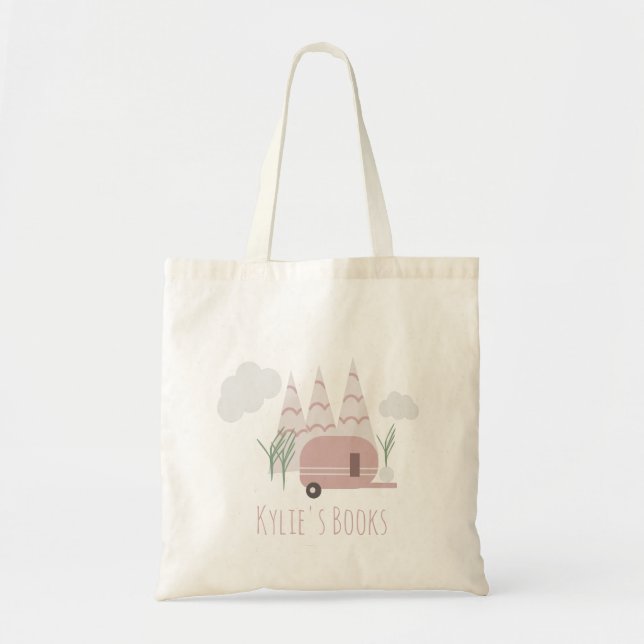 Bolsa Tote Biblioteca Rosa Niños Camper (Frente)