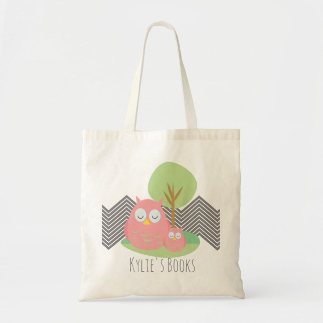 Bolsa Tote Biblioteca Rosada Kids Owls (Frente)