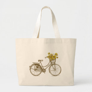 Bolsa Tote Bicicleta Vintage con Cesta de Girasole