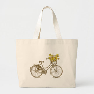 Bolsa Tote Bicicleta Vintage con Cesta de Girasole