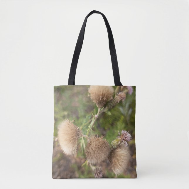 Bolsa Tote Botánica de Cardo Silvestre Rústico (Anverso)