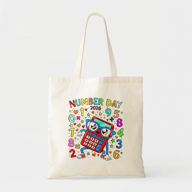 Bolsa Tote Calculadora Matemática Día del Número 2 (Frente)