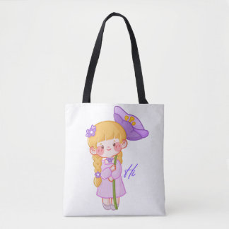 Bolsa Tote Chibi Niña Lindo Paraguas