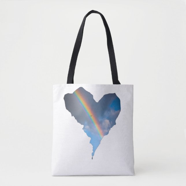 Bolsa Tote Cielo Arcoíris Corazón | Lona de Natura (Anverso)