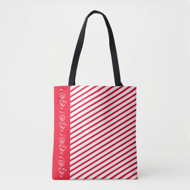 Bolsa tote con acento de raya roja / Letra cursiva (Anverso)