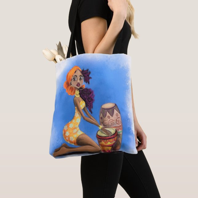 Bolsa Tote con chica baterista (Detalle)