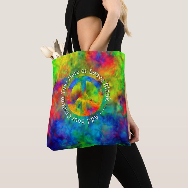 Bolsa tote con estampado de símbolo de la paz y ti (Detalle)