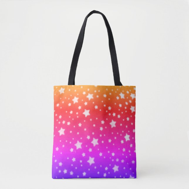 Bolsa Tote con estrellas del arcoiris (Anverso)