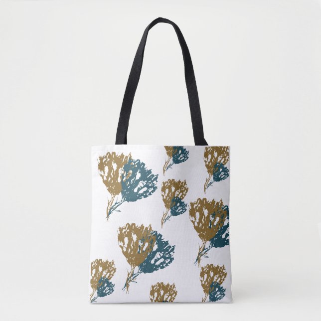 Bolsa Tote con flores abstractas, media (Anverso)