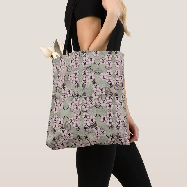 Bolsa Tote con flores de cerezo (Detalle)