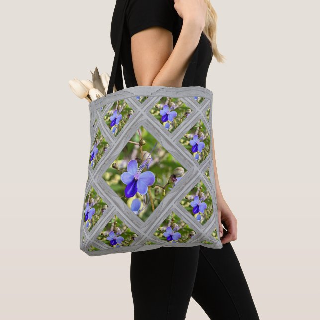 Bolsa Tote con flores de mariposa azul de Bush (Detalle)