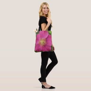 Bolsa Tote Con Imagen De Rosa Rosa Brillante