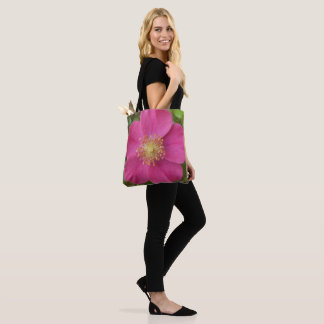 Bolsa Tote Con Imagen De Rosa Rosa Brillante