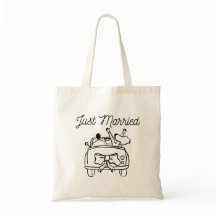 Bolsa tote con letra elegante "Recién Casados"