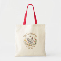 Bolsa Tote con Logo de Granja Acuarela Gallina Gri