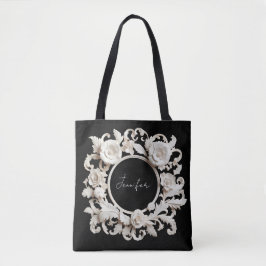 bolsa tote con marco de flor de papel personalizad