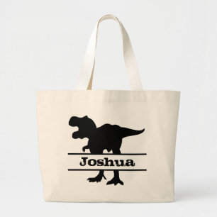 Bolsa Tote con nombre personalizado de dinosaurio