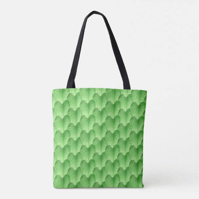 Bolsa tote con patrón de hoja en forma de corazón  (Reverso)