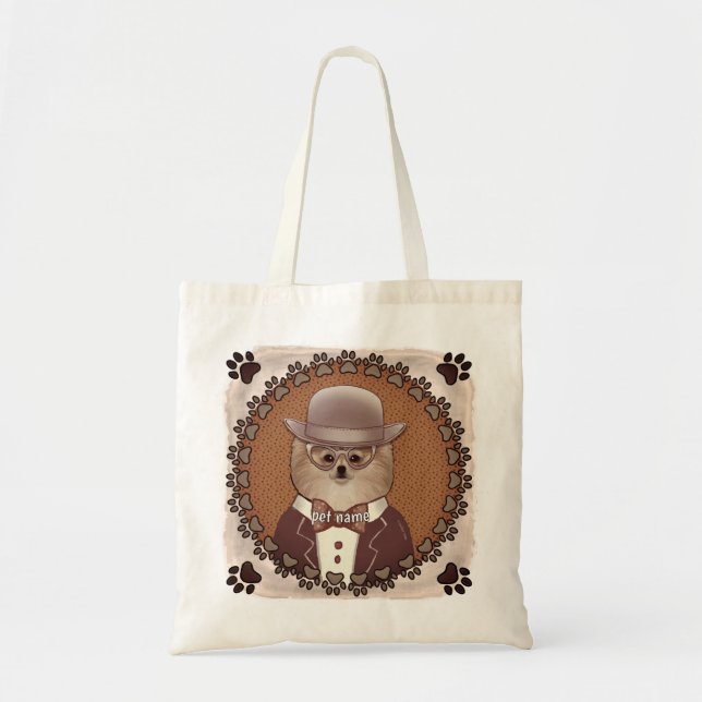 Bolsa Tote con Pomerania con gafas (Frente)