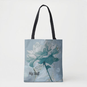 Bolsa Tote con Rosa Turquesa Resumen